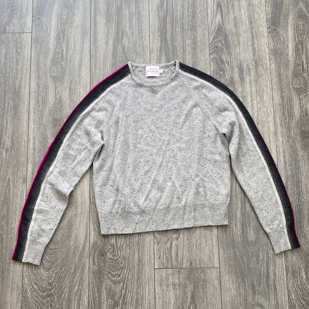 Brodie Cashmere - 100% Cashmere Light Grey Crewneck Sweater - Size XS
